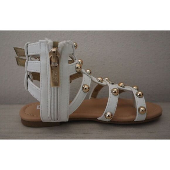 DKNY DKN878-5DD Girl's Sz 13 White/Gold Cassie Dome Gladiator Sandals - Picture 7 of 13